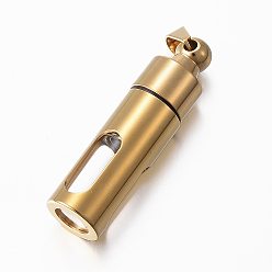 Золотой 304 подвески из нержавеющей стали, со стеклом, колонка, золотые, 48x13 мм, отверстие : 6.5x6 мм