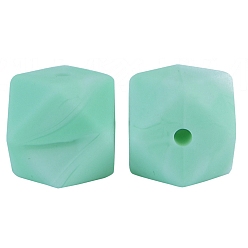 Средний Весенно-Зеленый Восьмиугольные бусины из пищевого силикона, средний весенний зеленый, 17 мм