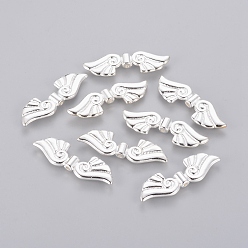 Серебро Сплавочные овальные бусины тибетского стиля , крыло ангела, без кадмия, без никеля и без свинца, серебряные, 45x14x4.5 мм, отверстие : 2 мм