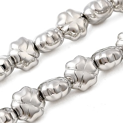 с Платиновым Покрытием Стеклянные бусины с гальваническим покрытием , клевер, с покрытием платиным, 11x11x7 мм, отверстие : 0.9 мм, около 37 шт / нитка, 15.75'' (40 см)