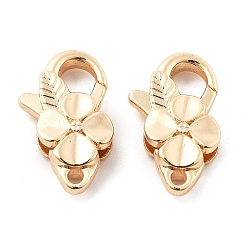 Light Gold Карабин-лобстеры, латунные, клевер, золотой свет, 25x15x5.5 мм, отверстие : 2 мм