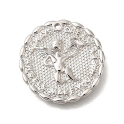 Платина Латунные подвески, плоский круглый с ангельскими подвесками, платина, 16x2.5 мм, отверстие : 0.8 мм