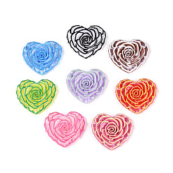 (52) Непрозрачная лаванда Печатные кабошоны из непрозрачной смолы, трехмерный цветок и сердце, с блеском порошок, разноцветные, 22.5x25x6.5 мм