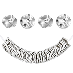 Platinum 50Pcs Brass Spacer Beads, Wavy Flat Round, Platinum, 8x1.5mm, Hole: 1.2mm