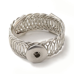 Платина Изготовление регулируемых браслетов из латуни, с железной фурнитурой, платина, 59x19 мм, подходят кнопка оснастки в 5~6мм узел