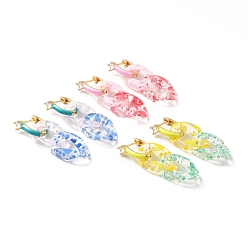 (52) Непрозрачная лаванда Серьги-кольца с подвесками из полимерной цепочки, серьги из настоящей позолоченной латуни с кубическим цирконием, без свинца, без кадмии и без никеля, разноцветные, 18 мм, штифты : 45.5 мм