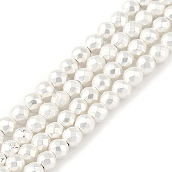 с Покрытием Серебра Гальванические нити из синтетических немагнитных гематитовых бусин, граненые круглые, со серебряным покрытием, 4 мм, отверстие : 1 мм, около 110 шт / нитка, 15.91'' (40.4 см)