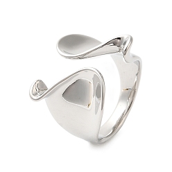 Платина Нерегулярные латунные открытые манжеты для женщин, без кадмия и без свинца, платина, размер США 7 3/4 (17.9 мм)