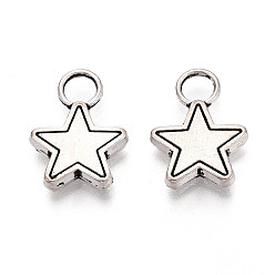 Античное Серебро Сплавочные подвески тибетского стиля, звезды прелести, античное серебро, 18x13x3 мм, отверстие : 4 мм, Около 552 шт / 500 г