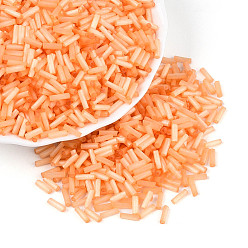 Оранжевый Стеклярус, имитации кошачьего глаза , оранжевые, 6.5~7x1.5~2 мм, отверстие : 0.8~1 мм, Около 13636 шт / фунт