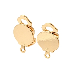 Настоящее золото 18K Латунные ушные манжеты, с петлей, плоско-круглые, без никеля , реальный 18 k позолоченный, 19x10.5x7.5 мм, отверстие : 1.2 мм