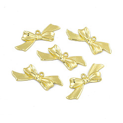 Light Gold Rack Plating Alloy Pendants,  Bowknot Charm, Light Gold, 15.5x38x3.5mm, Hole: 1.8mm