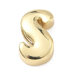 Letter S Латунные бусины с инициалами, реальный 18 k позолоченный, долговечный, стойки покрытие, без свинца и без кадмия, Письмо с, 21.5x13.5x6.5 мм, отверстие : 8.5x4 мм