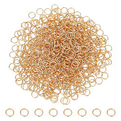 Настоящее золото 18K 800 шт. 304 открытые соединительные кольца из нержавеющей стали, для плетения кольчуги, реальный 18 k позолоченный, 21 датчик, 6x0.7 мм, внутренний диаметр: 4.5 мм