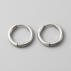 Нержавеющая Сталь Цвет Серьги-кольца Huggie Hoop из нержавеющей стали с 316 булавками из нержавеющей стали для женщин, нержавеющая сталь, 12 датчик, 13x14.5x2 мм, штифты : 1 мм