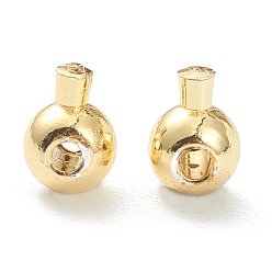 Золотой Зажимные бусины из латуни, долговечный, круглые, золотые, 4.5x3.5x3 мм, отверстие : 0.8 мм