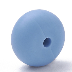 Cornflower Blue Food Grade Eco-Friendly Silicone Beads, Chewing Beads For Teethers, DIY Nursing Necklaces Making, Rondelle, Cornflower Blue, 14x8mm, Hole: 3mm