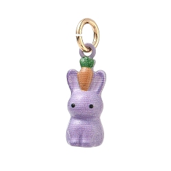 Kaninchen Messing Emaille-Anhänger, golden, Hase Charme, 18x7.5x7 mm, Bohrung: 4 mm
