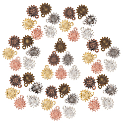 Couleur Mélangete Pendentifs en alliage, tournesol, couleur mixte, 18.6x15x2.5mm, Trou: 1.8mm, 96 pcs / boîte