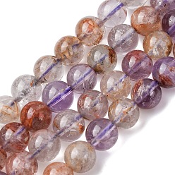 Rutilated Кварц Природные Rutilated кварцевые нити бисера, круглые, 8 мм, отверстие : 1 мм, около 45~48 шт / нитка, 15.7 дюйм