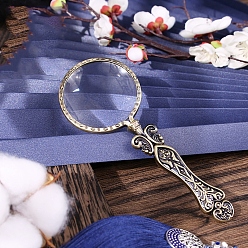 Античная Бронза Винтажное ретро портативное увеличительное стекло, металлическая ручка с тиснением, для чтения, античная бронза, 14.3 см