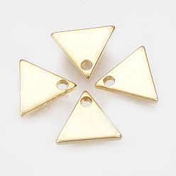 Настоящее золото 18K Латунь прелести, треугольные, без никеля , реальный 18 k позолоченный, 7.5x8.5x1 мм, отверстие : 1 мм