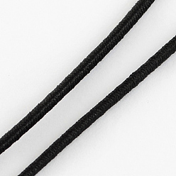 Black Elastic Cord, with Fibre Outside and Rubber Inside, Black, 4.0mm, about 109.36 yards(100m)/bundle