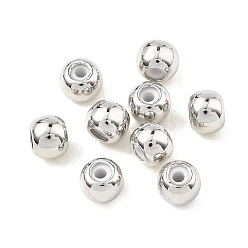 Real Platinum Plated SHEGRACE Brass Beads, Round, with Rubber Inside, Cadmium Free & Nickel Free & Lead Free, Real Platinum Plated, 4x5mm, Hole: 1.2mm