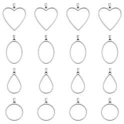 Нержавеющая Сталь Цвет 24 шт. 4 стиль 304 подвески из нержавеющей стали с открытой задней частью, цвет нержавеющей стали, 33~34 мм, 6 шт / стиль
