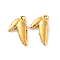 Настоящее золото 18K Ионное покрытие (ip) 304 подвески из нержавеющей стали, лист прелести, реальный 18 k позолоченный, 18.5x10.5x3 мм, отверстие : 1.5 мм