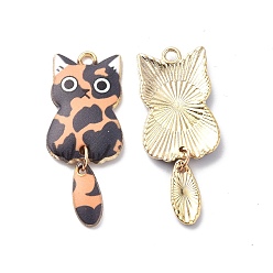 Легкий Лосось Подвески из эмали с гальваническим покрытием из светлого золота, без кадмия, без никеля и без свинца, кошачье очарование, светлый померанцевый, 38x15.7x3 мм, отверстие : 2 мм