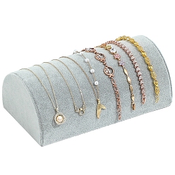 Гейнсборо Полукруглая витрина с бархатным ожерельем, держатель-органайзер для украшений для хранения подвесок, овальные, светло-серые, 21x12x8 см