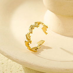 Dolphin 304 регулируемые открытые манжеты из нержавеющей стали для женщин, реальный 18 k позолоченный, дельфин, 5.5 мм, внутренний диаметр: регулируемый