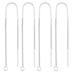 Серебро 4 пары сплава сережек-гвоздиков, ушные резьбы, с 925 булавками и петлями из стерлингового серебра, 925 серебро покрытием, 60 мм, отверстие : 1.8 мм, штифты : 0.7 мм