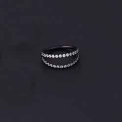 Черный Латунные микро-паве прозрачные кубические цирконии 2 линии кольца для носа, с 316 l хирургическими штифтами из нержавеющей стали, чёрные, 10 мм