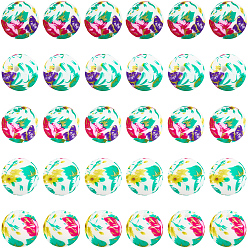 Белый 30 шт. круглых силиконовых бусин с цветочным узором, белые, 15 мм, отверстие : 2 мм