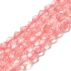 Вишневый Кварц Вишневого кварца стеклянные бусы пряди, звезды вырезать круглые бусы, граненые, 5~6 мм, отверстие : 0.8 мм, около 65~69 шт / нитка, 15.16''~15.35'' (38.5~39 см)