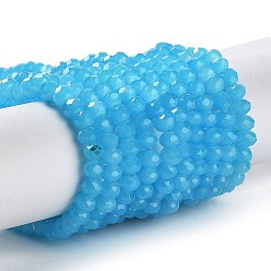 Темно-Голубой Запекание расписных стеклянных бусин с имитацией нефрита, граненые, шайба, глубокое синее небо, 4x3 мм, отверстие : 1 мм, около 105~110 шт / нитка, 38~39 см