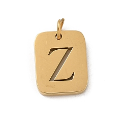 Letter Z 304 прелести нержавеющей стали, с целью перехода в кольце, золотые, прямоугольник с подвеской в виде буквы, Письмо Z, 12.5x9.5x1.5 мм, отверстие : 3 мм