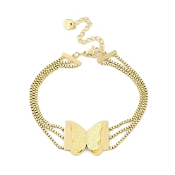 Настоящее золото 18K 304 браслеты из нержавеющей стали с звеньями-бабочками из цепочки-цепочки для женщин, реальный 3 k позолоченный, 18 дюйм (7 см)