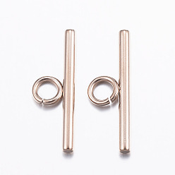 Rose Gold Ion Plating(IP) 304 Stainless Steel Bar, Rose Gold, 20x7x2mm, Hole: 3mm.
