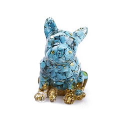 Синтетическая Бирюза Украшение для выставки собак из смолы, с синтетической бирюзовой крошкой внутри статуэток для украшения домашнего офиса, 45x50x75 мм