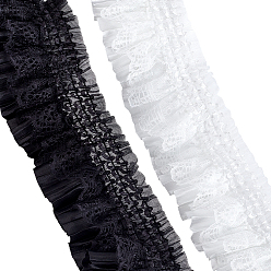 (52) Непрозрачная лаванда Ткань с эластичной кружевной отделкой, Многослойная кружевная лента с цветочной складкой, аксессуары для одежды, разноцветные, 3~3-1/8 дюйм (75~78 мм)
