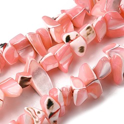 Pink Натуральная оболочка из трохидных оболочек, окрашенные, самородки, розовые, 5~22x7~15x3~8 мм, отверстие : 1.2 мм, около 65~70 шт / нитка, 14.69~15.35'' (37.3~39 см)