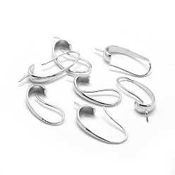 Platinum Brass Earrings Hook Findings, Platinum, 28.5x12x5mm, 21 Gauge, Pin: 0.7mm and 0.6mm