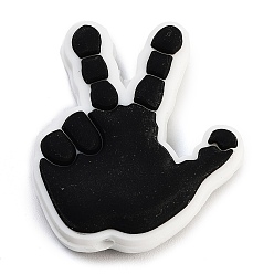 Черный Силиконовые бусины, изготовление ожерелий diy, рука, чёрные, 34x29.5x10 мм, отверстие : 2 мм