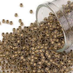 (989FM) Bronze Lined Crystal Matte Круглые бусины toho, японский бисер, (989 fm) матовый кристалл с бронзовой подкладкой, 11/0, 2.2 мм, отверстие : 0.8 мм, о 1110шт / бутылка, 10 г / бутылка