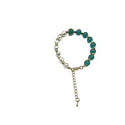 Халцедон Круглый браслет из крашеного натурального белого халцедона из бисера, золотые, 7-1/8~9-1/8 дюйм (18~23 см)