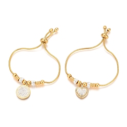 Золотой Ионное покрытие (ip) регулируемые 304 браслеты-боло из нержавеющей стали, слайдерные браслеты, с полимерной глиной горный хрусталь, разнообразные, золотые, 9-3/4 дюйм ~ 10 дюйм (24.8~25.5 см), 2.3 мм