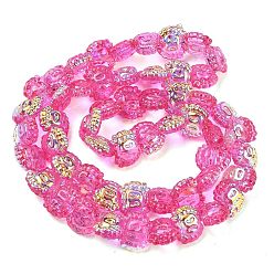Hot pink Galvanisierte Einbrennlackierung, transparente Glasperlenstränge, Krabbe, ab Farbe plattiert, hot pink, 13x16x8.5 mm, Bohrung: 1.2 mm, ca. 55 Stk. / Strang, 24.41'' (62 cm)